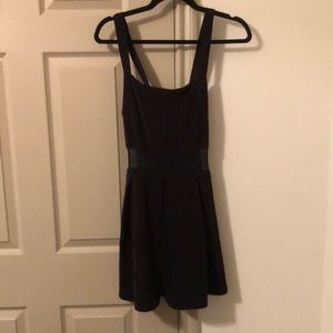 Black Skater Dress with Mesh Detail at Waist